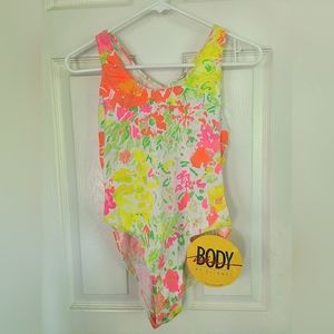 Workout bodysuit leotard, authentic 90s neon